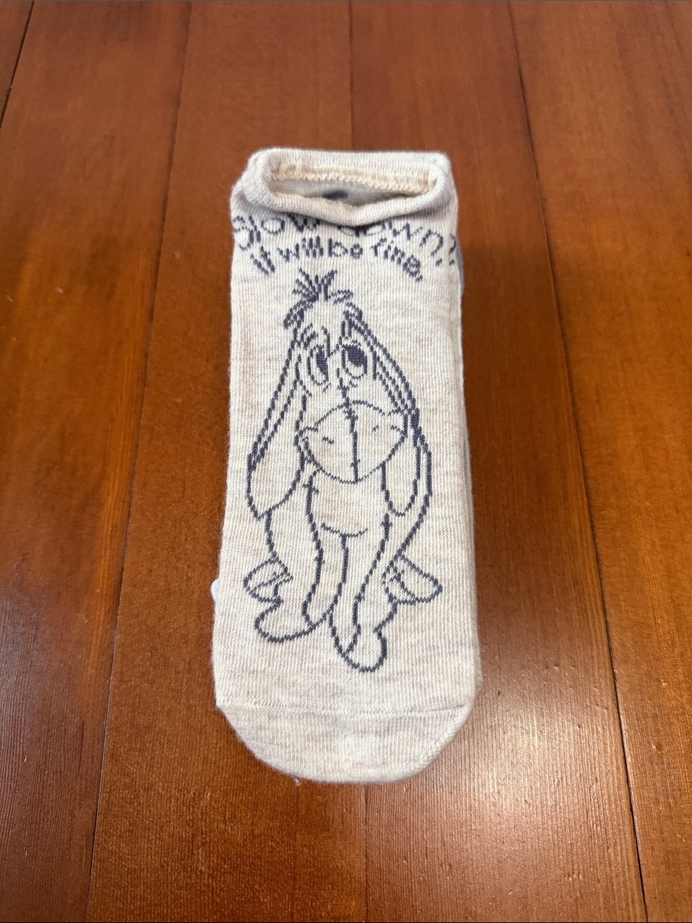 Kids Light Gray Ankle Socks with Navy Eeyore Character